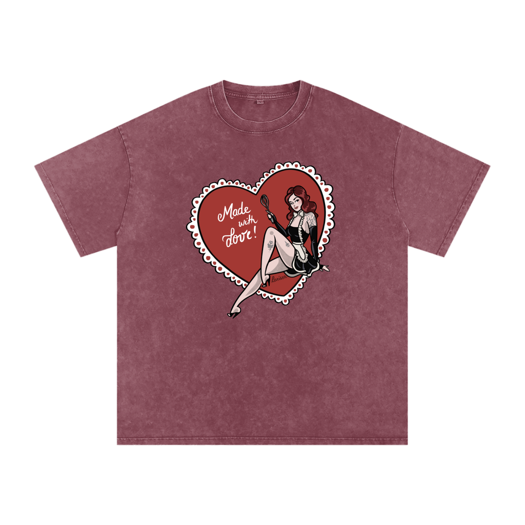 Made With Love - Snow Washed Oversized Cotton T-Shirt